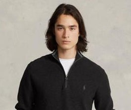 Ralph Lauren Men's Mesh Knit Cotton 1/4 Zip Sweater Black Size X-Large