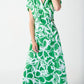 Joseph Ribkoff - Satin Floral Wrap Front Midi Fit & Flare Dress