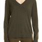 Vince Weekend V-Neck Cashmere Sweater in 355Dkp-Dk Pine , Size Small Green
