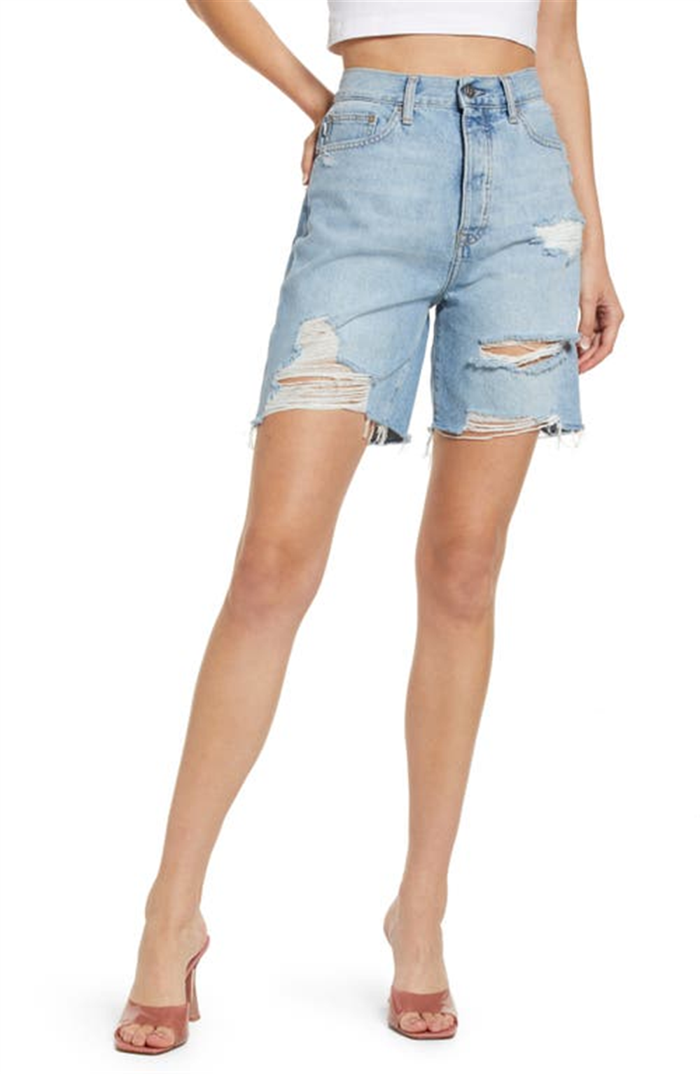 Lovers + Friends Devon '90S High Waist Denim Cutoff Shorts In Boardwalk