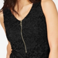 Thalia Sodi Women's Lace Zipper Front Top Black Size X-Large