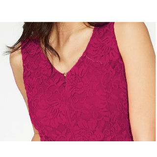 Thalia Sodi Women's Lace Zipper Front Top Pink Size Small