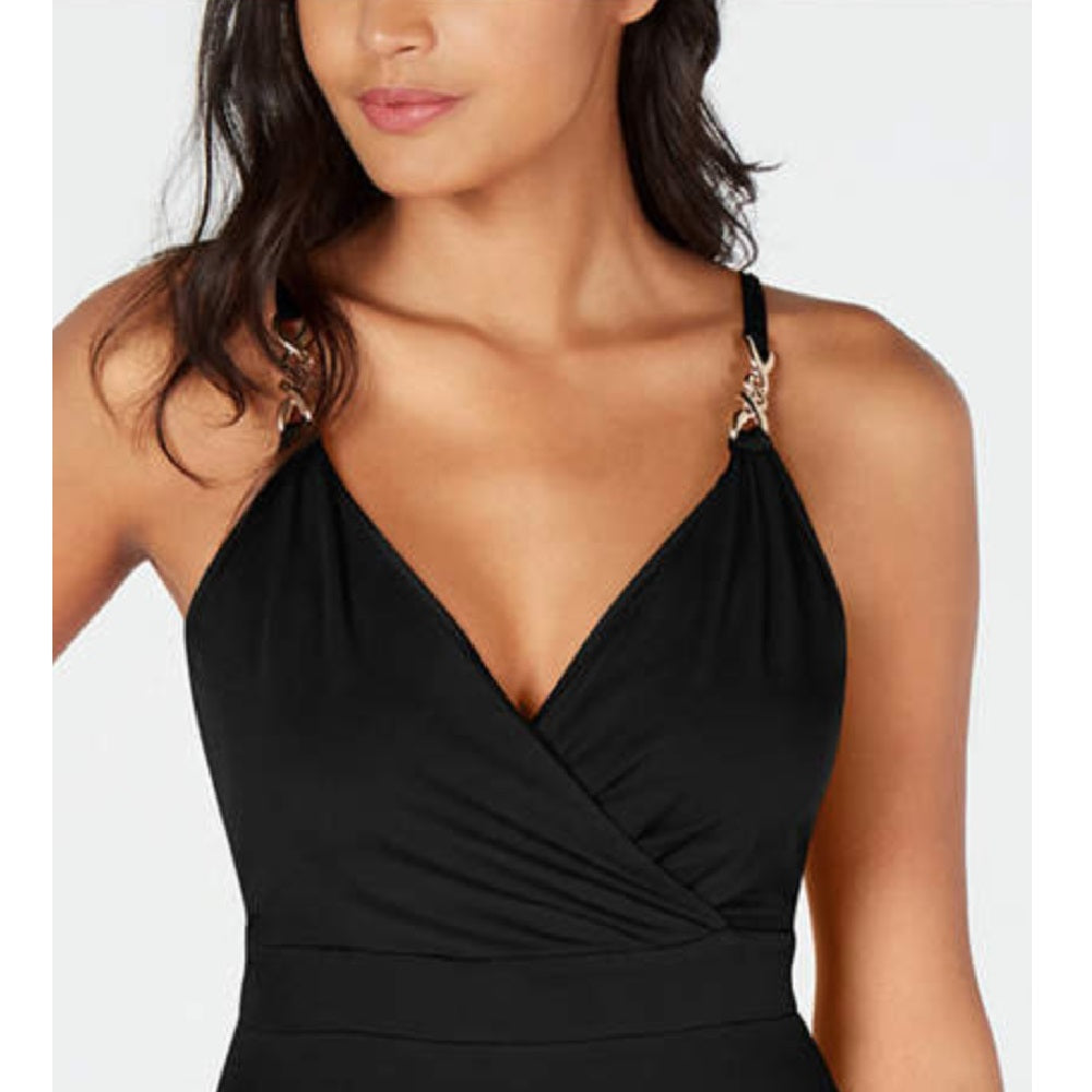 Thalia Sodi Women's Surplice Neck Sleeveless Top Black Size Medium