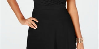 Thalia Sodi Women's Surplice Neck Sleeveless Top Black Size Medium