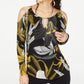 Thalia Sodi Women's Cold Shoulder Keyhole Top Black