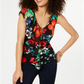 Thalia Sodi Women's Printed Ruffle Blouse Black Size Large