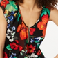 Thalia Sodi Women's Printed Ruffle Blouse Black Size Large