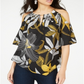 Thalia Sodi Women's Printed Cold Shoulder Top Yellow Size XX-Large