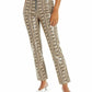 Danielle Bernstein Women's Zippered Animal Print High Waist Pants Beige Size 0