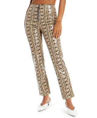 Danielle Bernstein Women's Faux Snakeskin Pants Brown Size 0