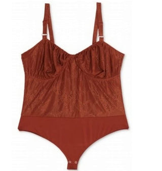 Danielle Bernstein Women's Lace Thong Bodysuit Brown Size 6