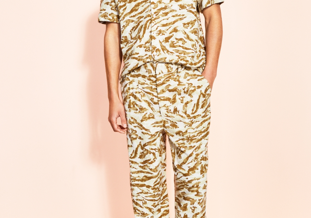 Royalty By Maluma Men's Animal Print Pleated Trousers Brown Size 2XL