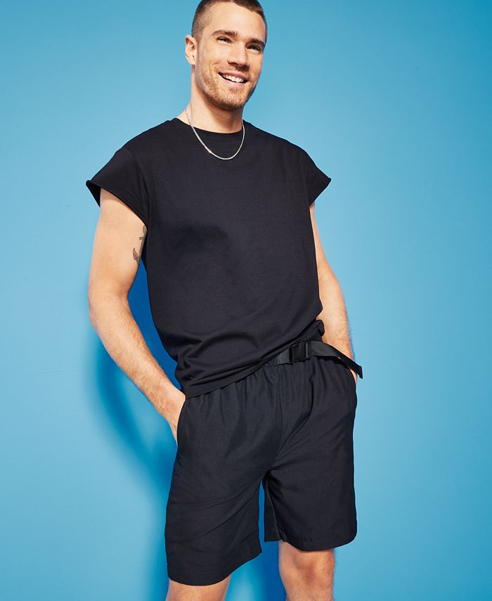 Royalty By Maluma Men's Relaxed Fit Belted 7 Swim Trunks Black Size XX-Large