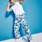 Royalty by Maluma Men's Relaxed-Fit Wave-Print Convertible Utility Pants Blue Size L