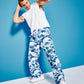 Royalty by Maluma Men's Relaxed-Fit Wave-Print Convertible Utility Pants Blue Size L