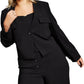Royalty By Maluma Women's Angled Front Single Button Blazer Black Size X-Large