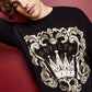 Royalty by Maluma Men's Relaxed Fit Birdseye Jacquard Logo Sweater Black Size Large