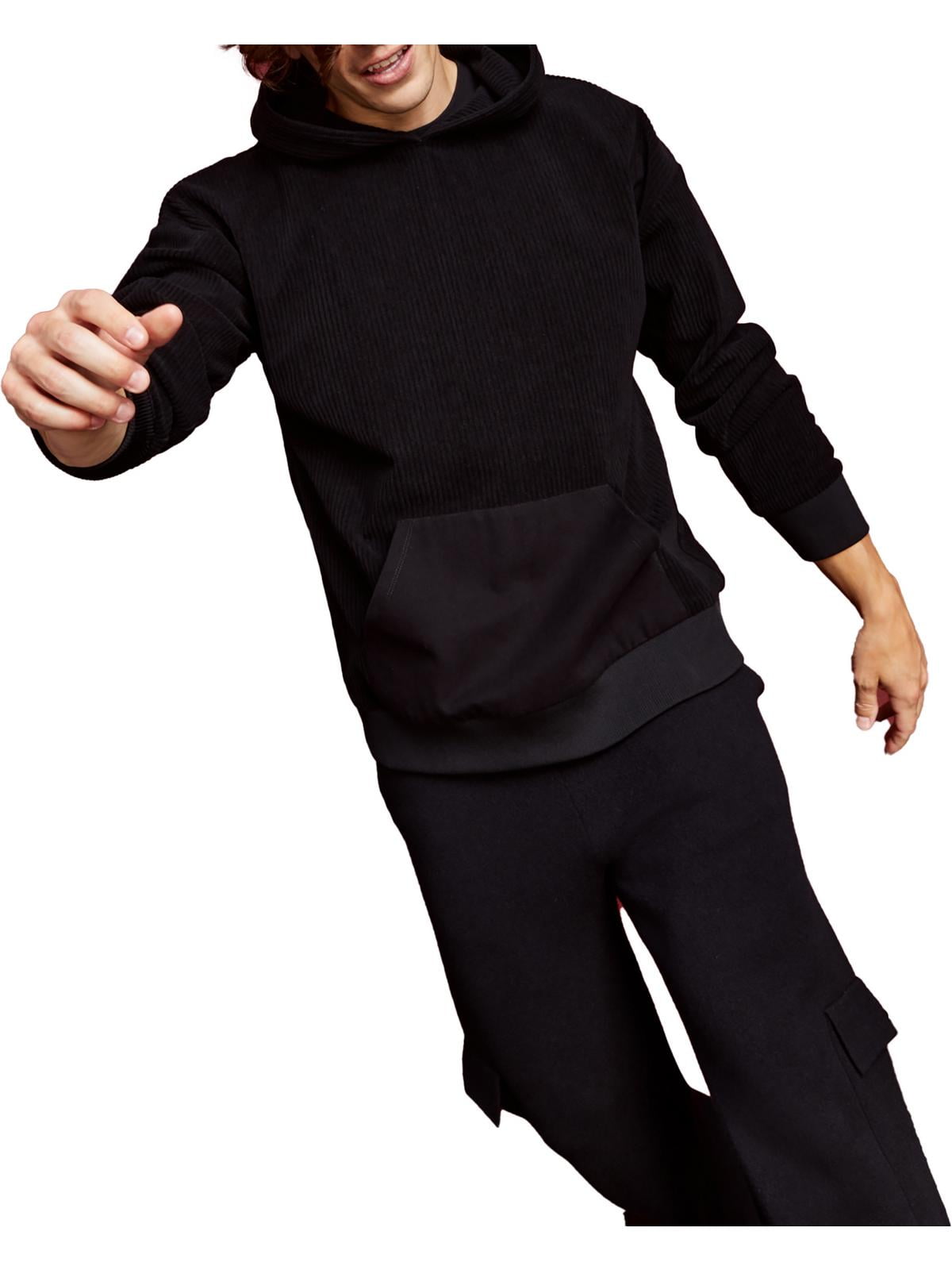 Royalty by Maluma Men's Relaxed Fit Mixed Media Hoodie Black Size XX-Large