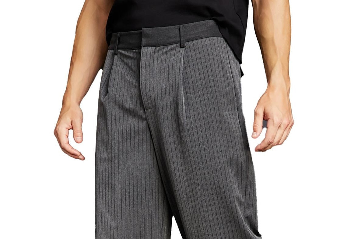 Royalty By Maluma Mens Pinstripe Pleat Front Trouser Pants Gray Size 24