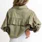 Karlie - Solid Poplin Ruffle Back Button Top