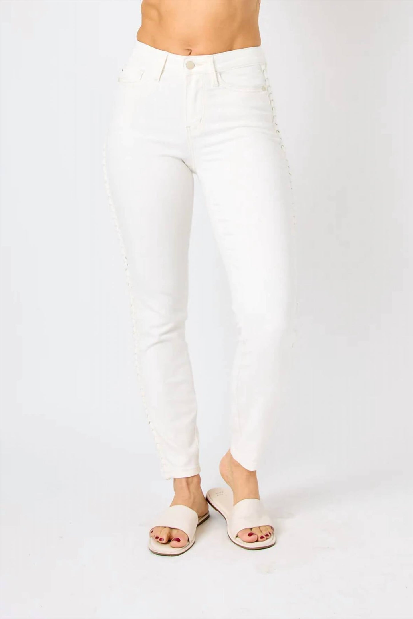 Judy Blue - Mid Rise Braided Side Seam Relaxed Jeans