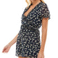 Trixxi Women's Chiffon Floral Romper Blue Size Small