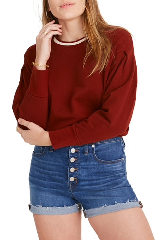 Women's Madewell High Waist Button Front Denim Shorts Size 26 - Blue