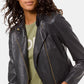 Michael Kors Women's Leather Moto Jacket Black Size Petite Medium