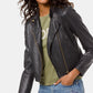 Michael Kors Women's Leather Moto Jacket Black Size Petite Medium