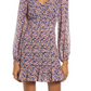 Floret Studios Floral Ruched Balloon Sleeve Minidress In Black Multi Floral Size Medium