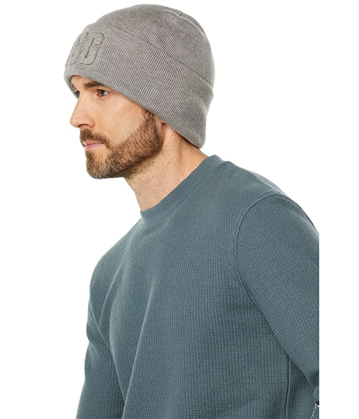 UGG Men's 3D Logo Cuff Beanie Gray Size Regular