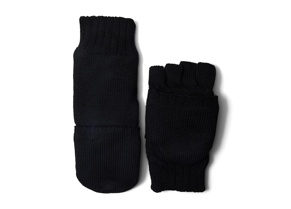 UGG Unisex Knit Flip Mitten with Leather Palm Patch Extreme Cold Weather Gloves Black Size Small