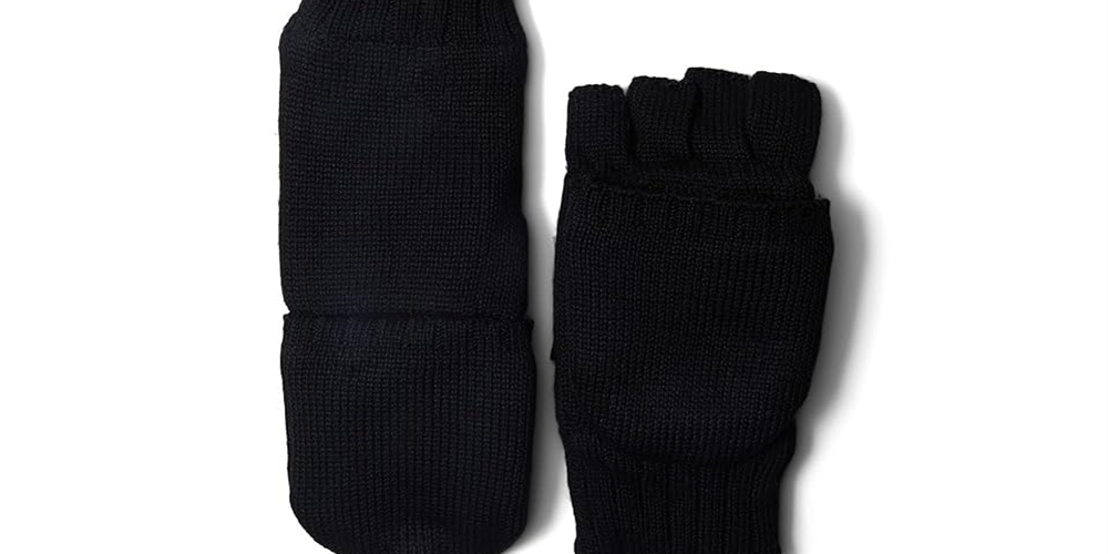 UGG Unisex Knit Flip Mitten with Leather Palm Patch Extreme Cold Weather Gloves Black Size Small