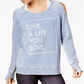 ID Ideology Women's Graphic Cold Shoulder Top Blue
