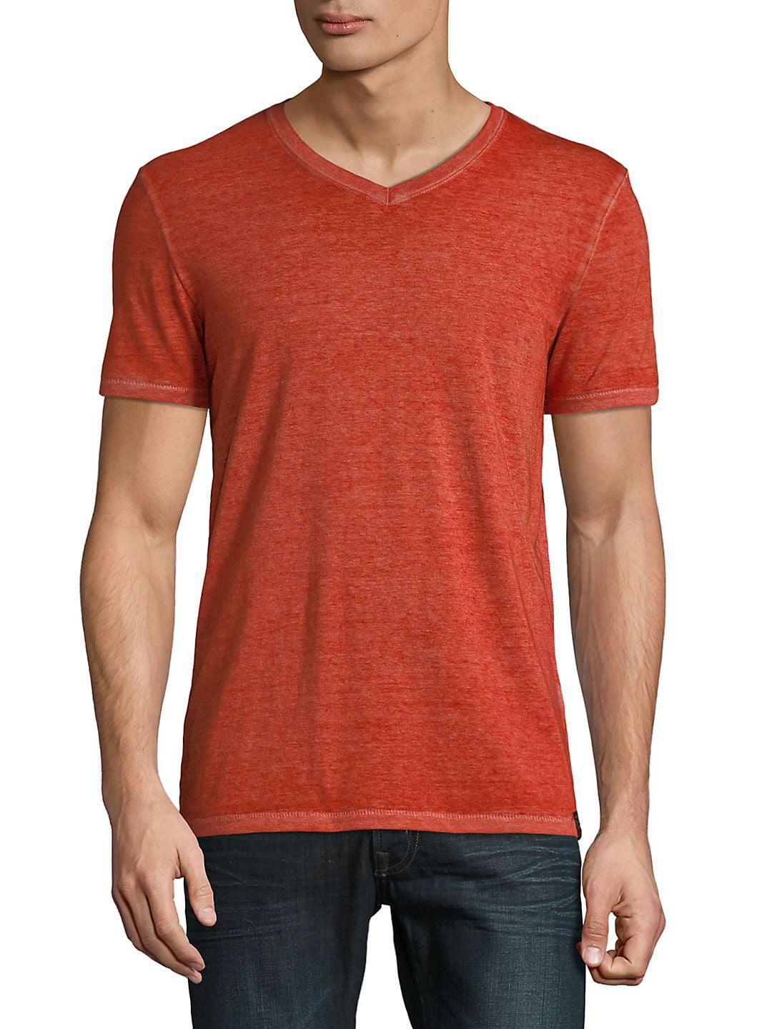 Lucky Brand Men's Burnout V Neck Short Sleeve T-Shirt Red Size Medium
