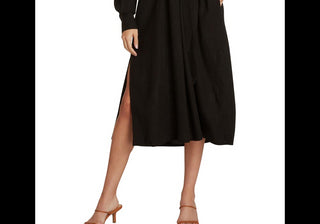 Willow Nadine Women's Black Long Sleeve Midi Shirtdress Size Medium