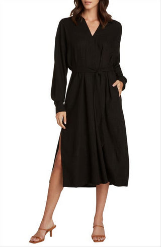 Willow Nadine Women's Black Long Sleeve Midi Shirtdress Size Medium
