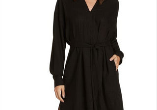 Willow Nadine Women's Black Long Sleeve Midi Shirtdress Size Medium