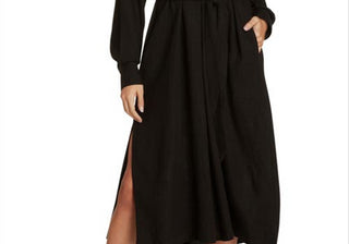Willow Nadine Women's Black Long Sleeve Midi Shirtdress Size Medium