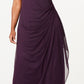 XSCAPE Women's Ruched Lace Gown Purple Size Petite Small