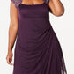 XSCAPE Women's Ruched Lace Gown Purple Size Petite Small