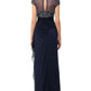 XSCAPE Women's Beaded Maxi Evening Dress Blue Size 16