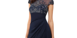 XSCAPE Women's Beaded Maxi Evening Dress Blue Size 16