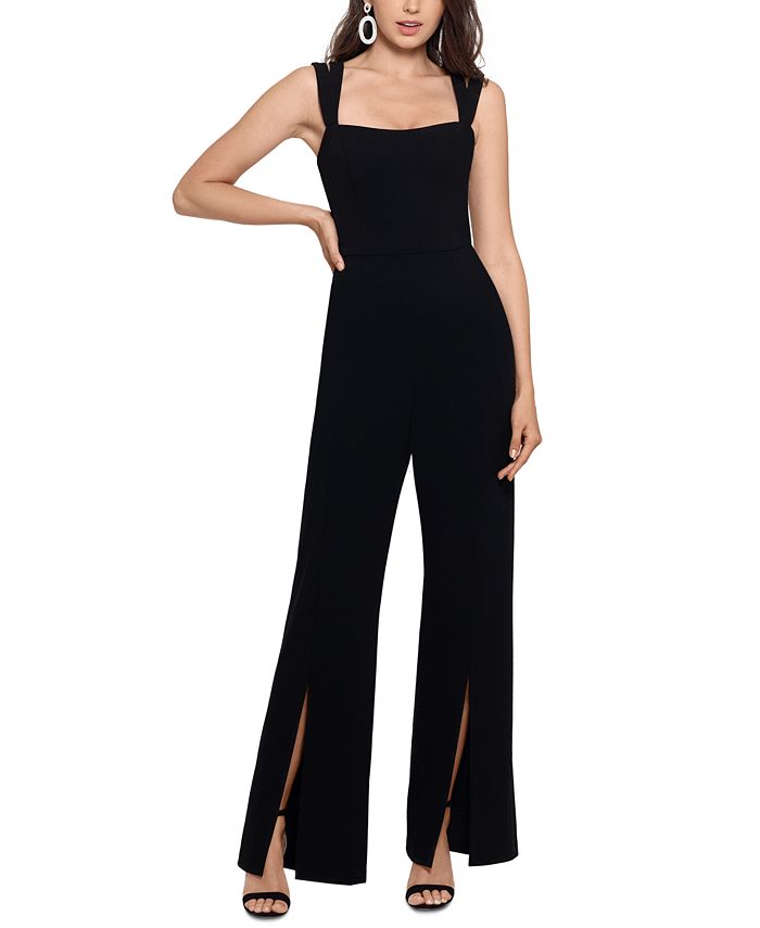 XSCAPE Women's Double Strap Wide Leg Jumpsuit Black Size 10