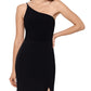 XSCAPE Women's One Shoulder High Slit Gown Black Size 10Petite