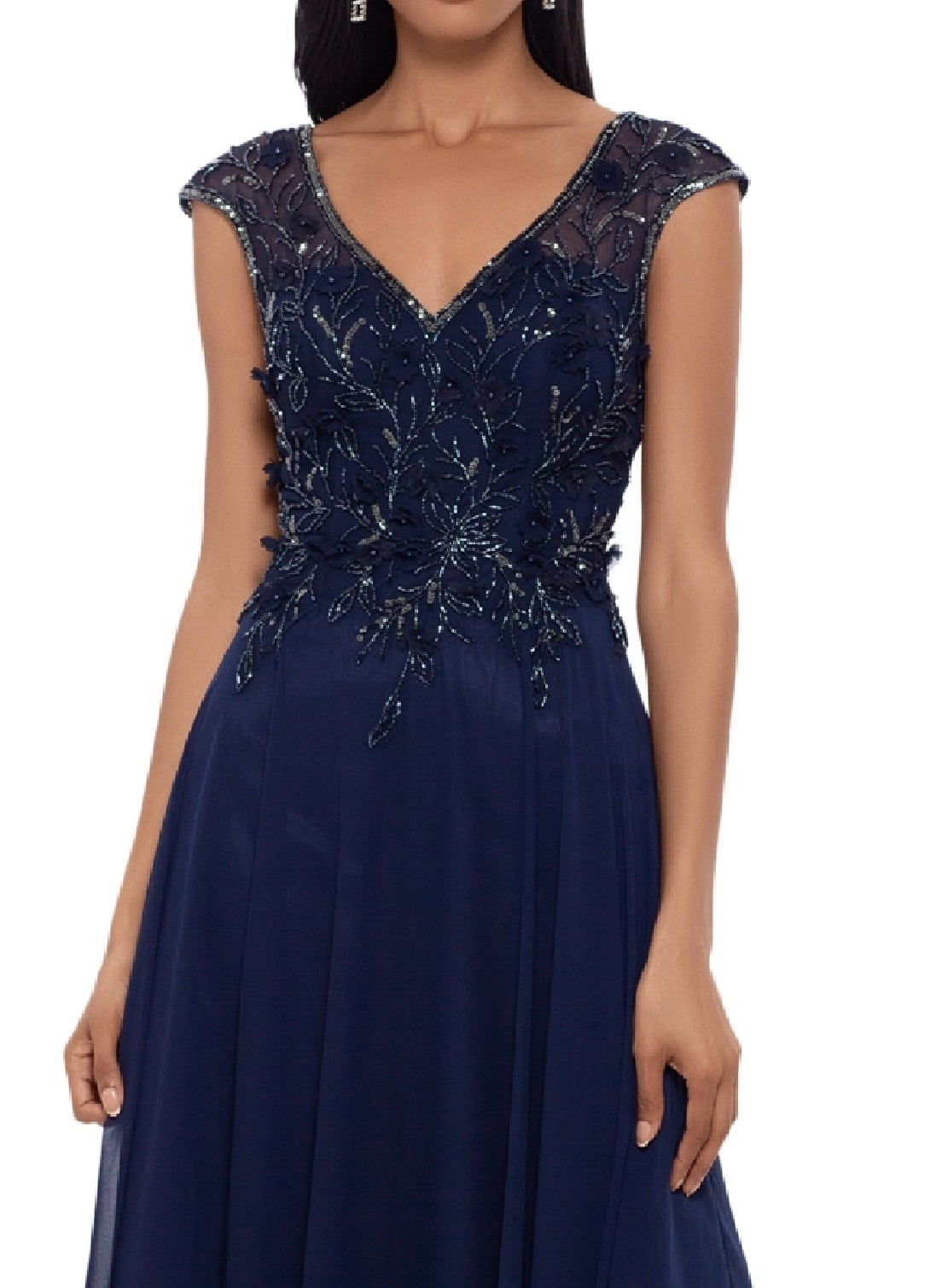 Xscape Women's Beaded Chiffon Fit & Flare Dress Size 10