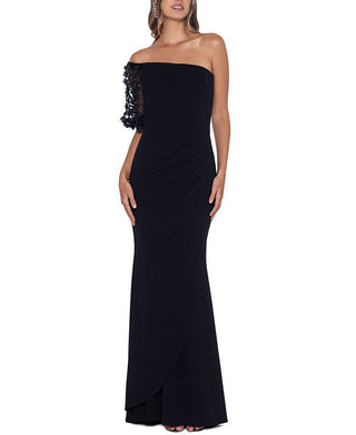 XSCAPE Women's One Shoulder Scuba Crepe Trumpet Gown Black Size 10