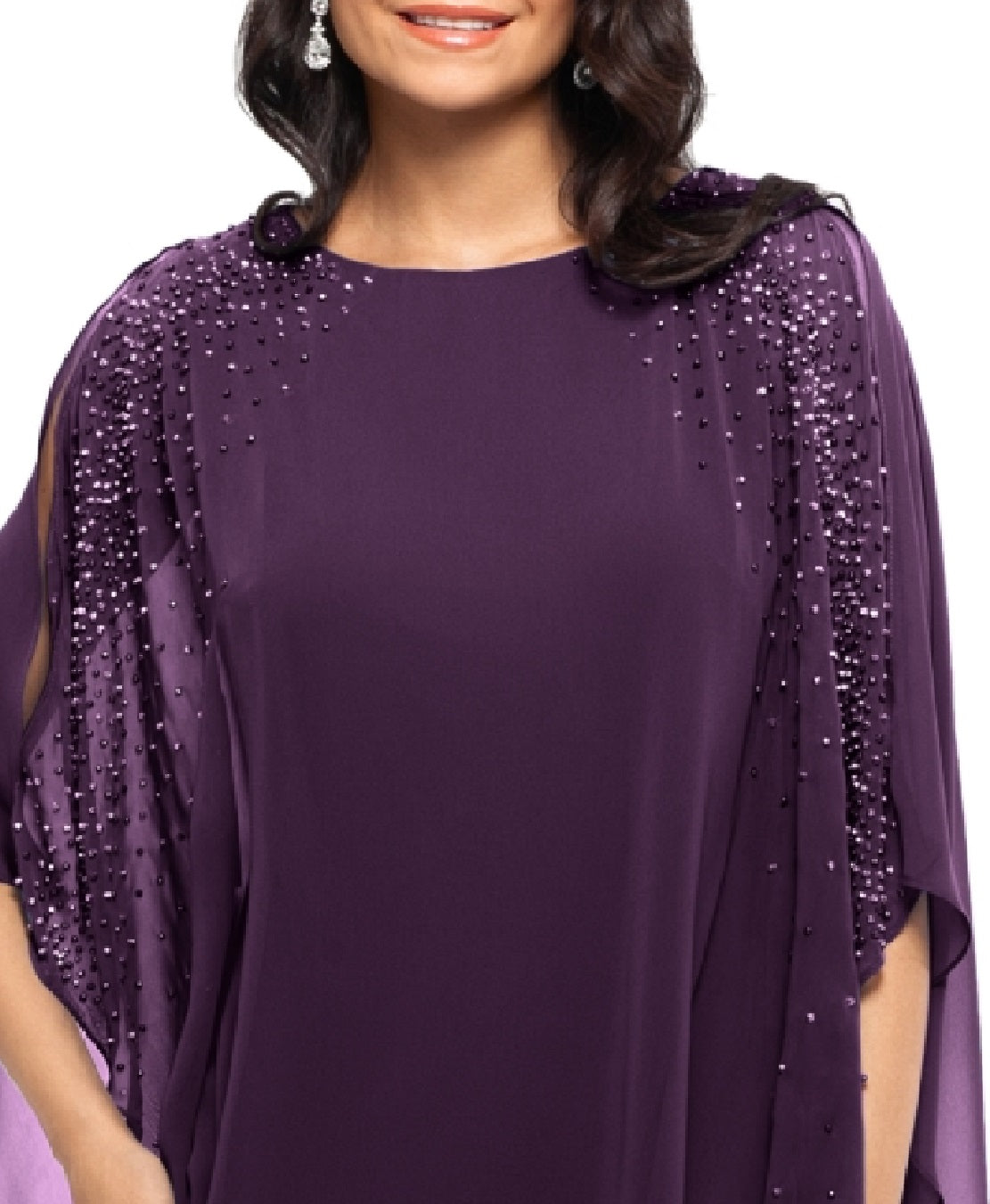 XSCAPE Women's Chiffon Overlay Sheath Dress Purple Size 4Petite