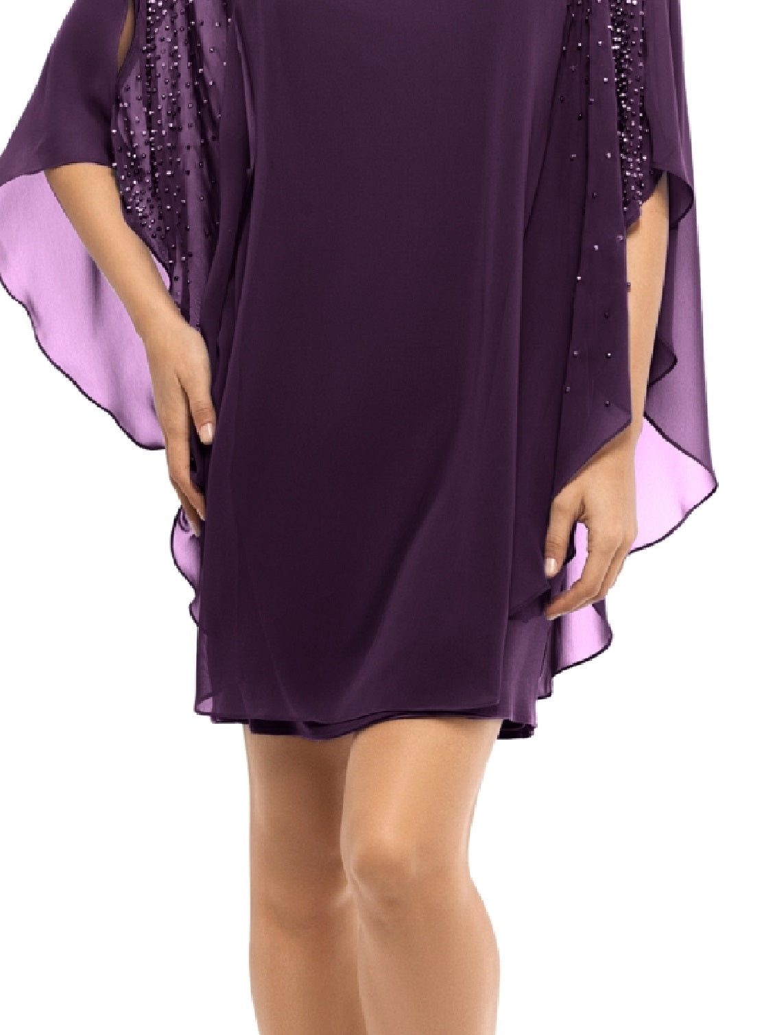 XSCAPE Women's Chiffon Overlay Sheath Dress Purple Size 4Petite