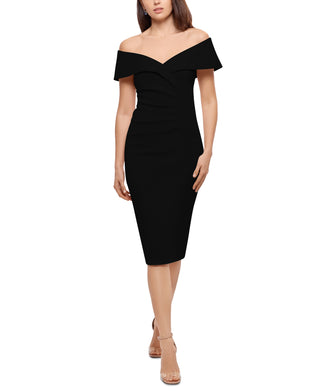 XSCAPE Women's Off the Shoulder Sheath Dress Black Size 12